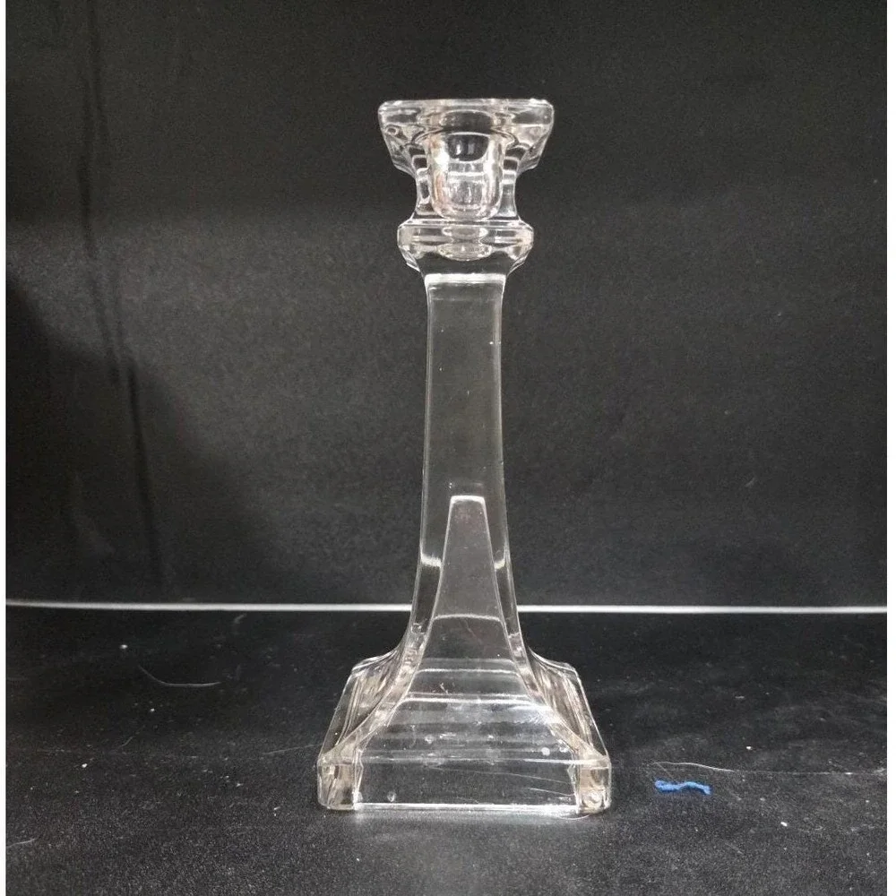 Westmoreland‎ Style Vintage Square Cut Clear Glass Candlestick, Candle Holder